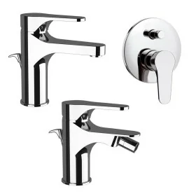 Set rubinetti lavabo bidet e doccia con deviatore in ottone cromo di Rubinetterie Mariani Linea Surf