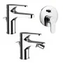 Set rubinetti lavabo bidet e doccia con deviatore in ottone cromo di Rubinetterie Mariani Linea Surf