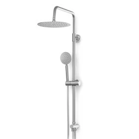Colonna doccia con soffione 25cm e doccetta tonda in acciaio inox satinato