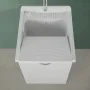 Mobile lavatoio 47x50cm salvaspazio in legno frassino bianco 1 anta linea Pilar
