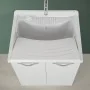 Mobile lavatoio 60x50cm salvaspazio in legno frassino bianco 2 anta linea Pilar