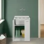 Mobile lavatoio 60x50cm salvaspazio in legno frassino bianco 2 anta linea Pilar