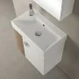 Mobile bagno sospeso salvaspazio 55 cm bianco e noce canaletto con specchio Strada