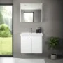 Mobile bagno sospeso 70 cm bianco lucido con armadietto a specchio Clip