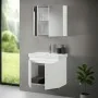 Render 3 Mobile bagno sospeso 70 cm bianco lucido con armadietto a specchio Clip