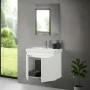 Mobile bagno sospeso 70 cm bianco lucido salvaspazio con specchio Clip - render