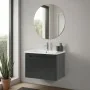 Mobile bagno sospeso 80 cm antracite lucido con specchio 70x90 Stillo