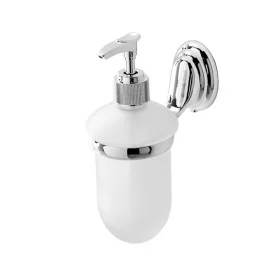 Dispenser portasapone a muro in vetro satinato con supporto cromato  Facile 
