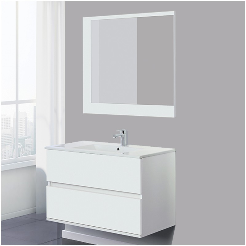 Composizione bagno bianca Composizione Bagno Sospeso Bianco Lucido in Nobilitato Melaminico