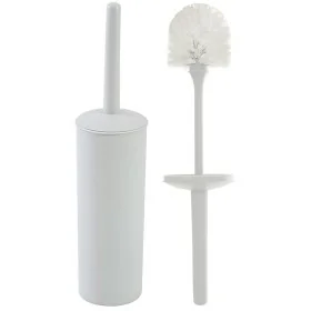 Portascopino wc da appoggio tondo bianco in plastica con scopino