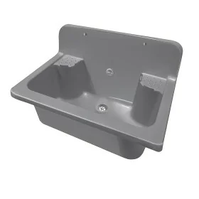 Pilozzo maxi a muro 56 cm in resina grigia con portasapone e kit di scarico