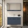 Mobile bagno sospeso 100 cm blu effetto legno con armadietto a specchio Sofia