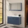 Mobile bagno sospeso 100 cm blu effetto legno con armadietto a specchio Sofia