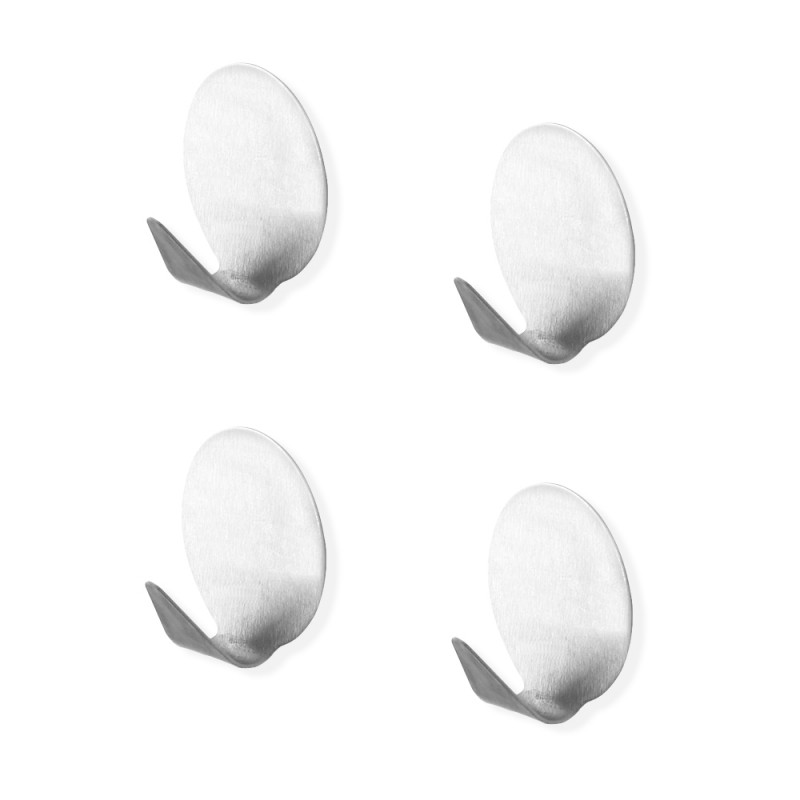 Set Appendini Adesivi 4 pezzi in Acciaio Satinato Tondo Set Appendini Adesivi 4 pezzi in Acciaio Satinato Tondo