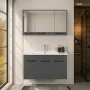 Mobile bagno sospeso 100 cm grigio effetto legno con armadietto a specchio Sofia
