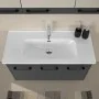 Mobile bagno sospeso 100 cm grigio effetto legno con armadietto a specchio Sofia