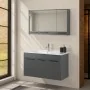 Mobile bagno sospeso 100 cm grigio effetto legno con armadietto a specchio Sofia