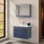 Mobile bagno sospeso 80 cm blu effetto legno con armadietto a specchio Sofia