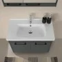 Mobile bagno sospeso 80 cm grigio effetto legno con armadietto a specchio Sofia