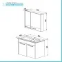 Scheda tecnica Mobile bagno sospeso 80 cm grigio effetto legno con armadietto a specchio Sofia
