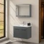 Mobile bagno sospeso 80 cm grigio effetto legno con armadietto a specchio Sofia