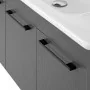 Mobile bagno sospeso 80 cm grigio effetto legno con armadietto a specchio Sofia