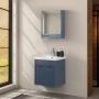 Mobile bagno sospeso 55 cm blu effetto legno con armadietto a specchio Sofia - render3