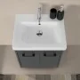 Mobile bagno sospeso 55 cm grigio effetto legno con armadietto a specchio Sofia - render3