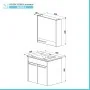 Mobile bagno sospeso 55 cm grigio effetto legno con armadietto a specchio Sofia - scheda tecnica