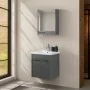 Mobile bagno sospeso 55 cm grigio effetto legno con armadietto a specchio Sofia - render4