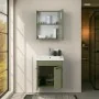 Mobile bagno sospeso 55 cm verde effetto legno con armadietto a specchio Sofia - render2