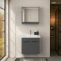 Mobile bagno sospeso 65 cm grigio effetto legno con armadietto a specchio Sofia