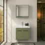 Mobile bagno sospeso 65 cm verde effetto legno con armadietto a specchio Sofia