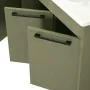 Mobile bagno sospeso 65 cm verde effetto legno con armadietto a specchio Sofia maniglie