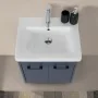 Mobile bagno sospeso 65 cm blu effetto legno con armadietto a specchio Sofia