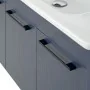 Mobile bagno sospeso 65 cm blu effetto legno con armadietto a specchio Sofia maniglie