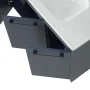 Mobile bagno sospeso 65 cm blu effetto legno con armadietto a specchio Sofia ante aperte