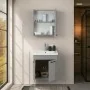 Mobile bagno sospeso 55 cm blu effetto legno con armadietto a specchio Sofia - render