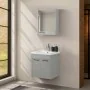 Mobile bagno sospeso 55 cm blu effetto legno con armadietto a specchio Sofia - render