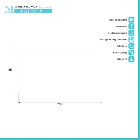 PELLICOLA ADESIVA PER VETRI BOX E PORTE DOCCIA SABBIATO 200x45 cm (LxH