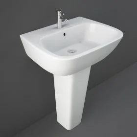 Lavabo bagno Rak serie One 60x46 cm con colonna in ceramica lucida 