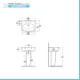 Scheda tecnica Lavabo bagno Rak serie One 60x46 cm con colonna in ceramica lucida 