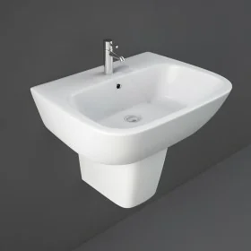 Lavabo bagno Rak serie One 60x46 cm con semicolonna in ceramica lucida 