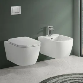 Sanitari Sospesi in ceramica bianco con copriwc e scarico rimless Kayra