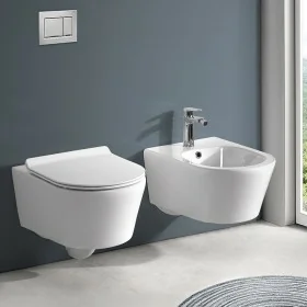 Sanitari Sospesi in ceramica bianco con copriwc e scarico rimless Ukra