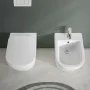 Wc filomuro bianco design quadrato in ceramica con scarico Rimless Kayra - render dall alto