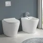 Wc filomuro bianco design tondo in ceramica con scarico Rimless Ukra