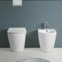 Wc filomuro bianco design tondo in ceramica con scarico Rimless Ukra