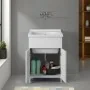 Mobile lavatoio 60x60cm bianco frassino con due ante e vasca in ceramica Revine - render 4
