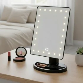 Specchio trucco con luci LED touchscreen e regolazione a 180 da appoggio nero